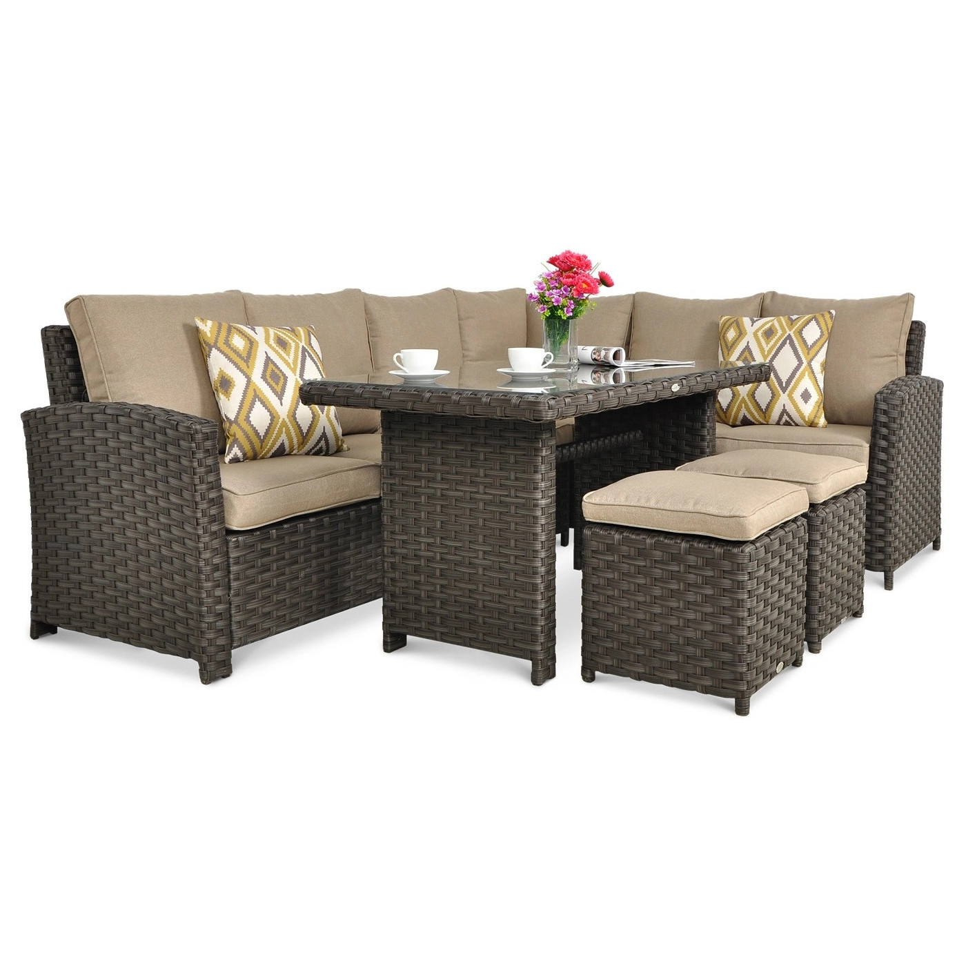 OUTLET 128 Narożnik technorattanowy SANTANA DINING Brown