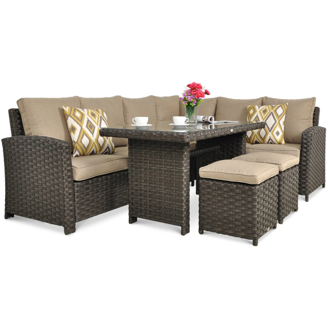 OUTLET 128 Narożnik technorattanowy SANTANA DINING Brown