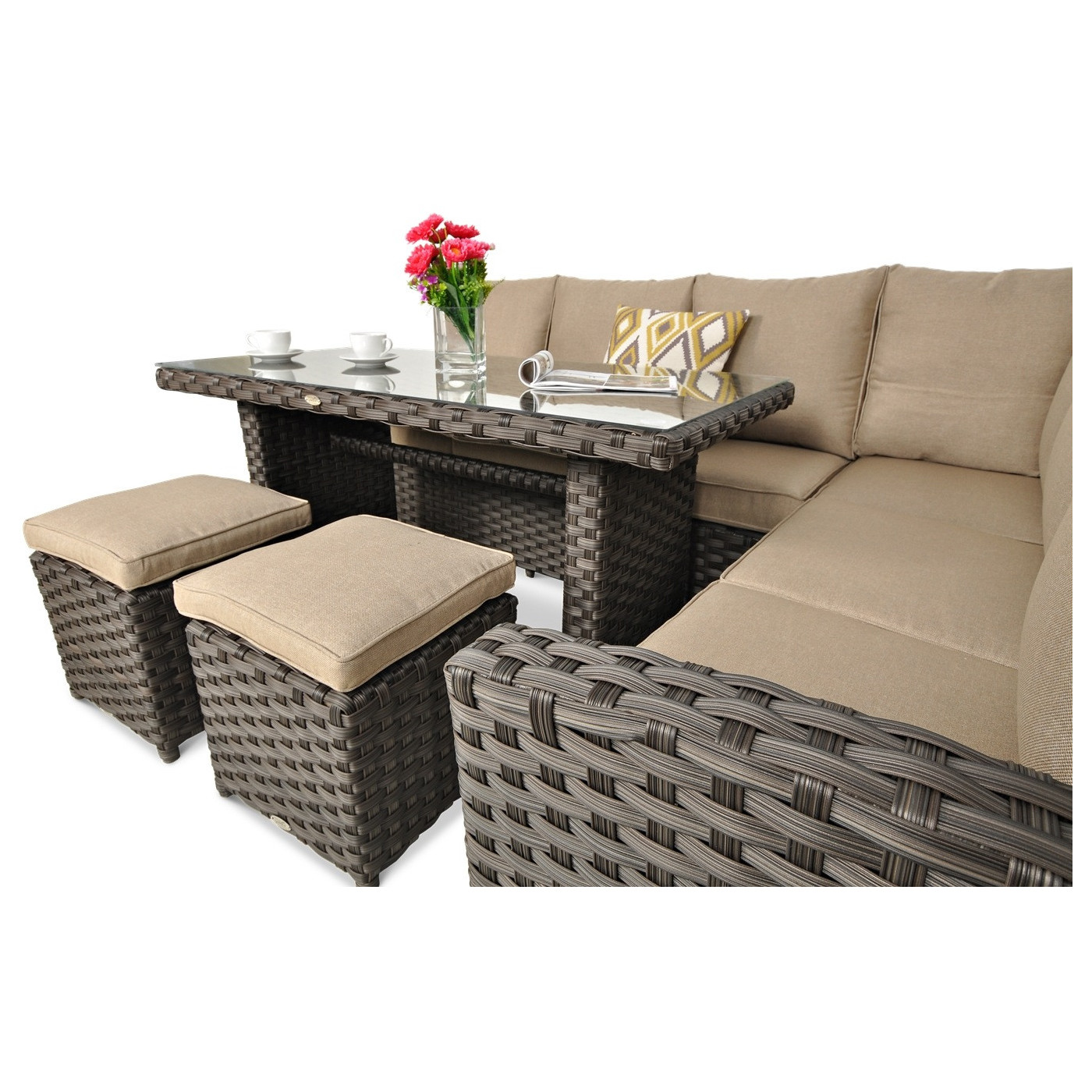 OUTLET 128 Narożnik technorattanowy SANTANA DINING Brown