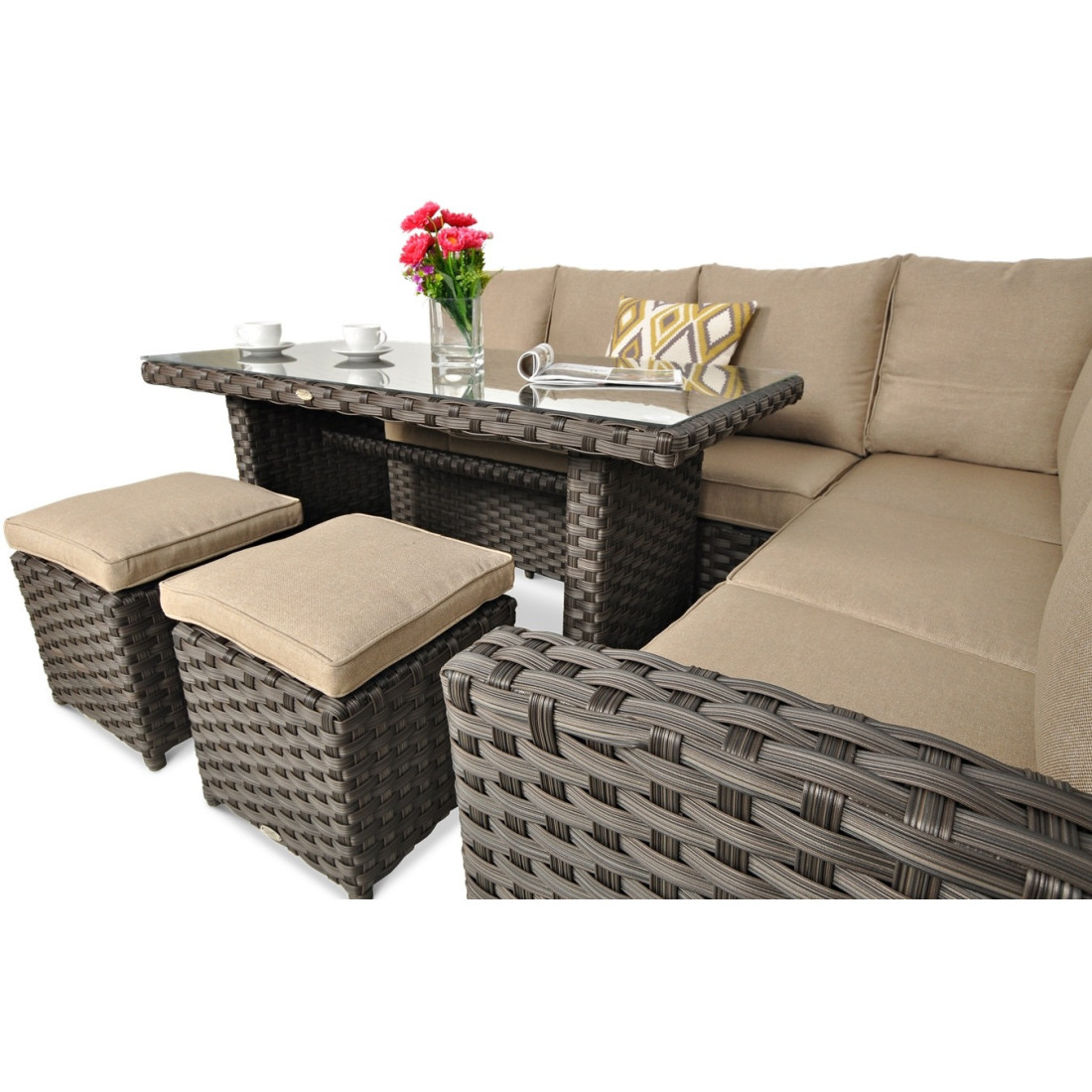 OUTLET 128 Narożnik technorattanowy SANTANA DINING Brown