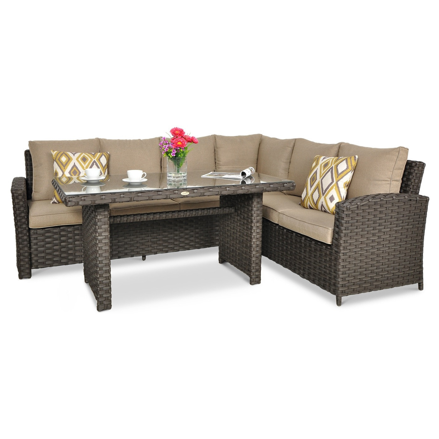 OUTLET 128 Narożnik technorattanowy SANTANA DINING Brown