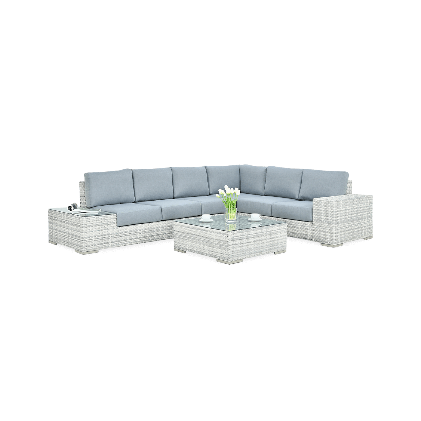 OUTLET 130 Narożnik technorattan AVOCADO White Grey