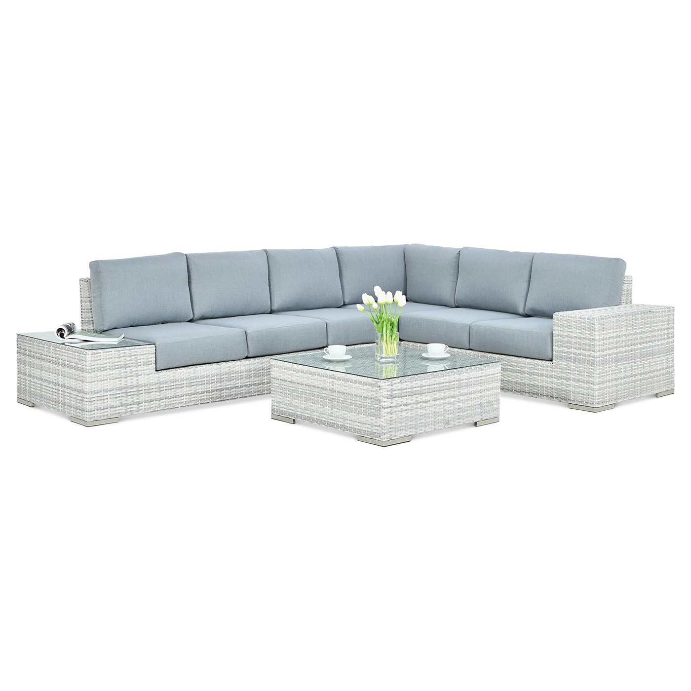 OUTLET 130 Narożnik technorattan AVOCADO White Grey