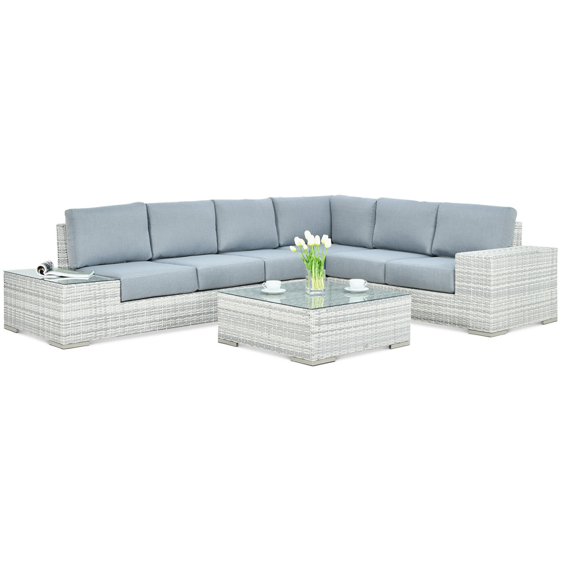 OUTLET 130 Narożnik technorattan AVOCADO White Grey