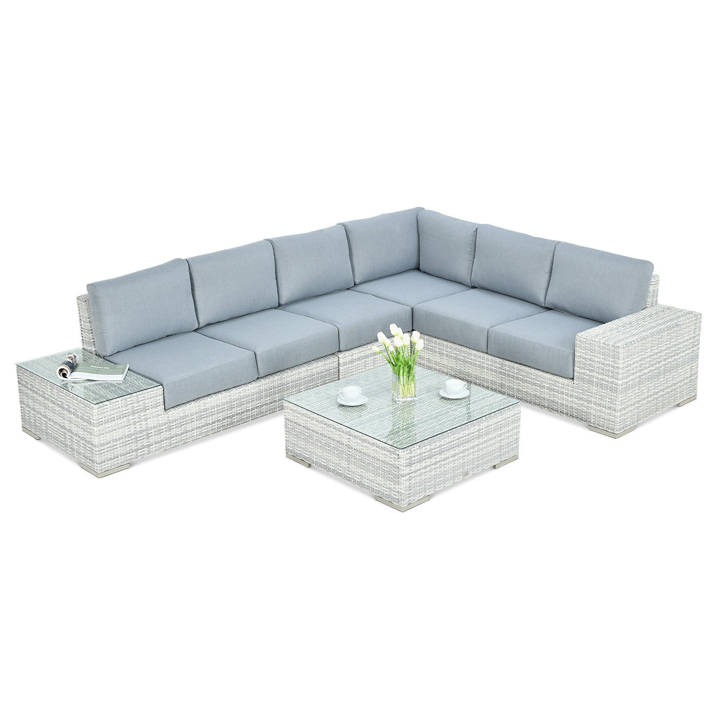 OUTLET 130 Narożnik technorattan AVOCADO White Grey