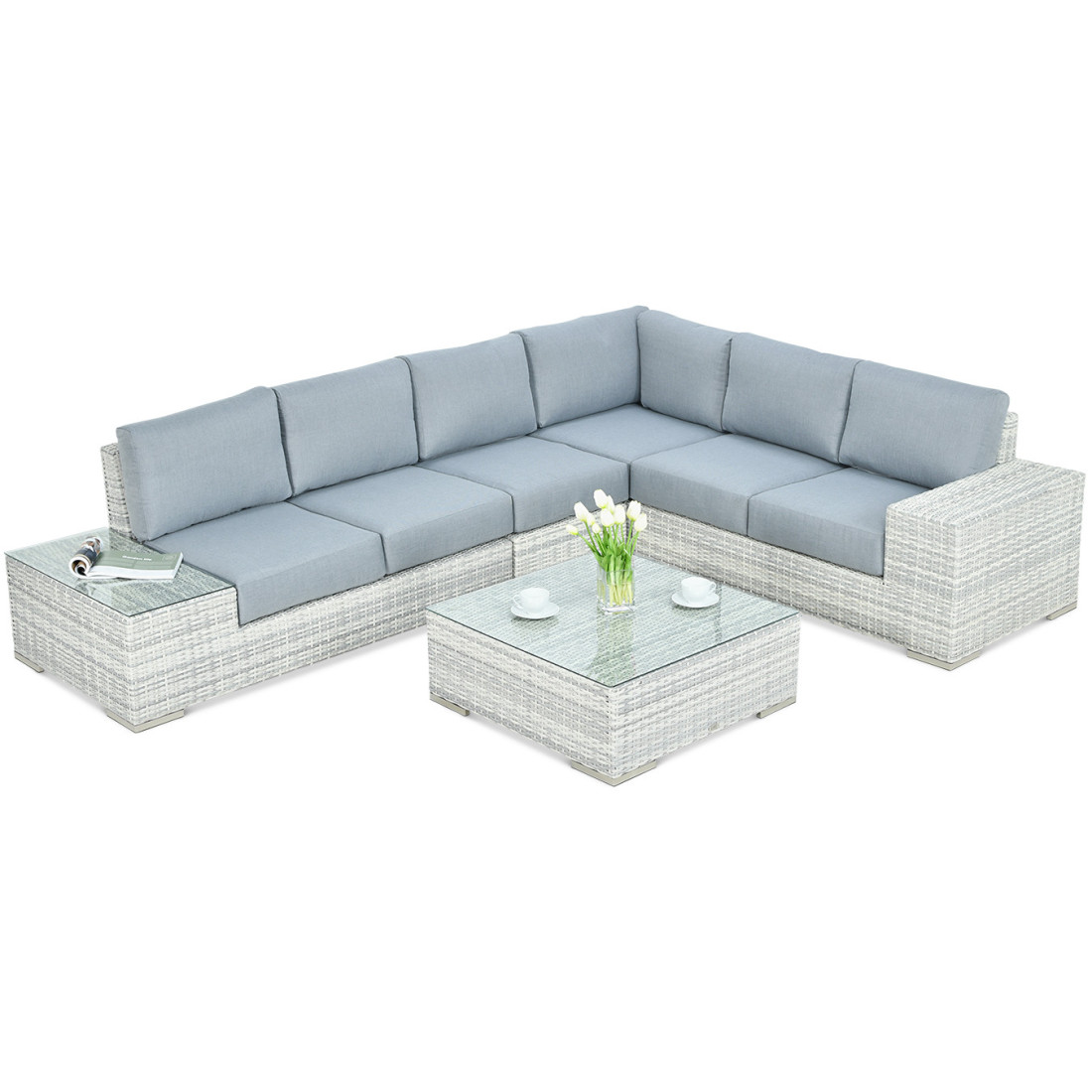 OUTLET 130 Narożnik technorattan AVOCADO White Grey