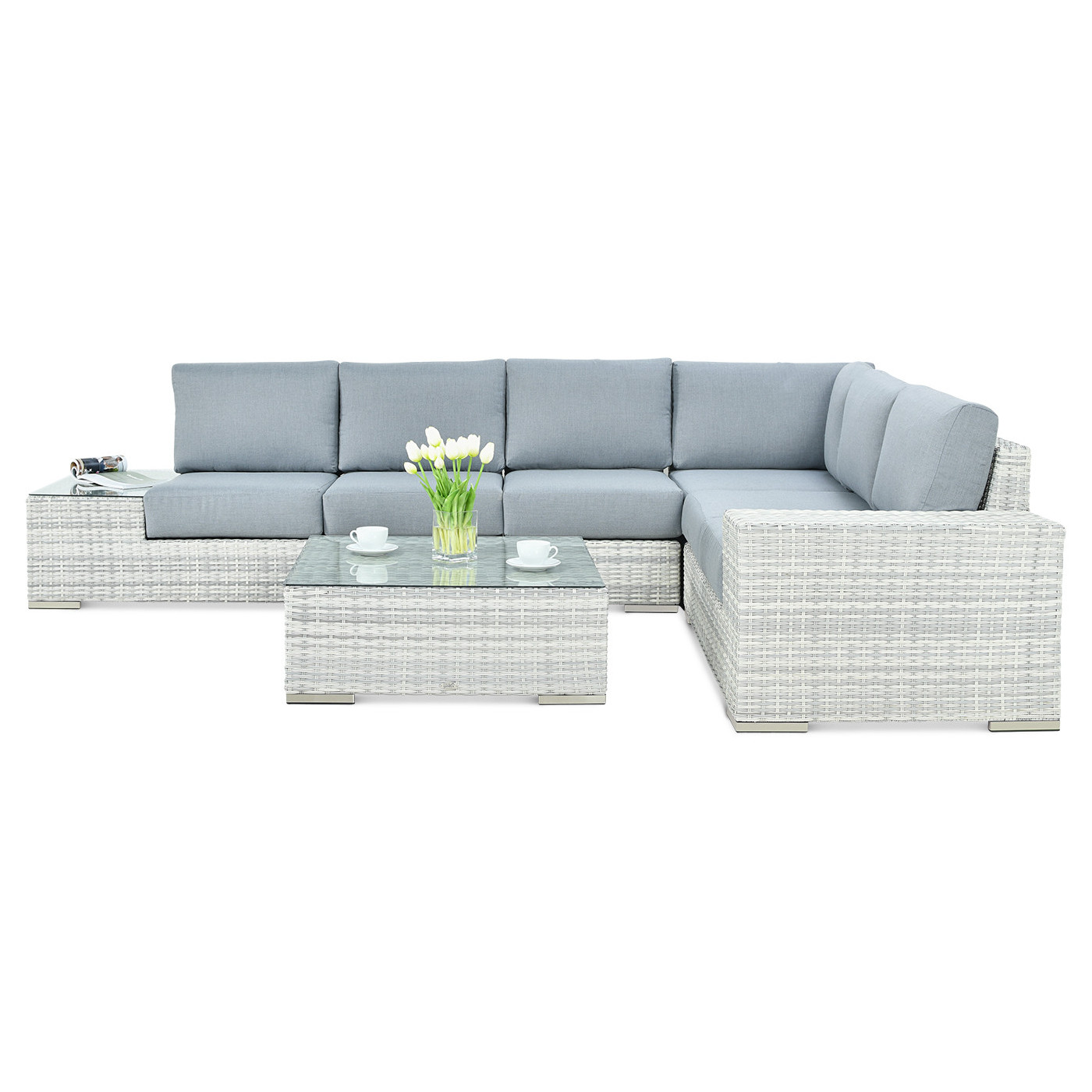 OUTLET 130 Narożnik technorattan AVOCADO White Grey