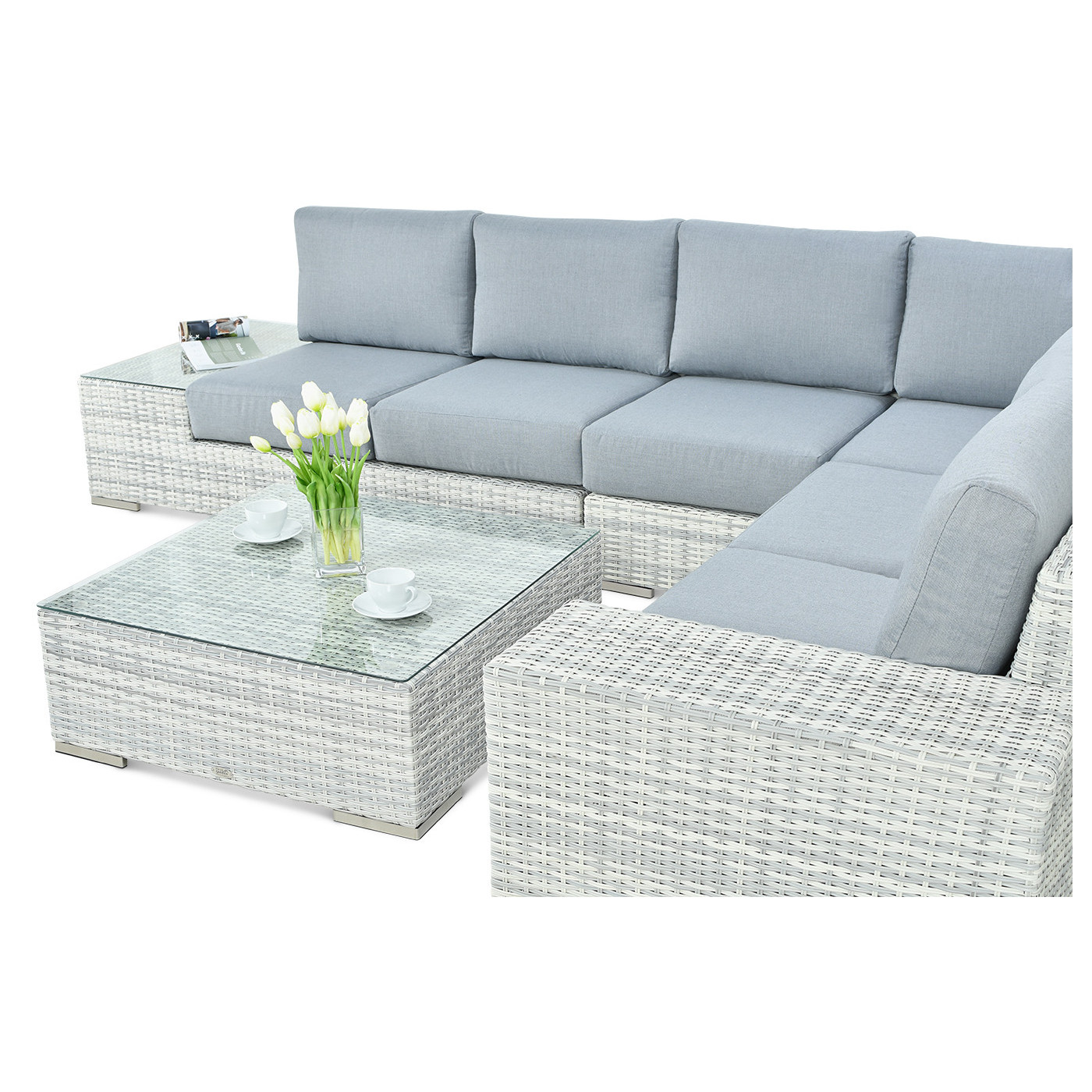 OUTLET 130 Narożnik technorattan AVOCADO White Grey