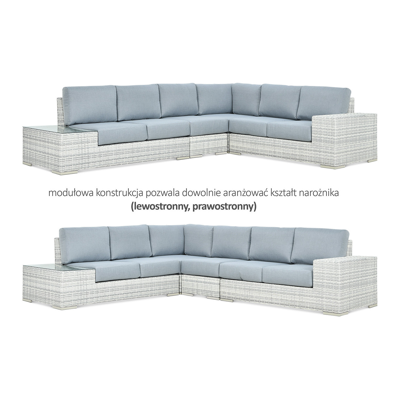 OUTLET 130 Narożnik technorattan AVOCADO White Grey