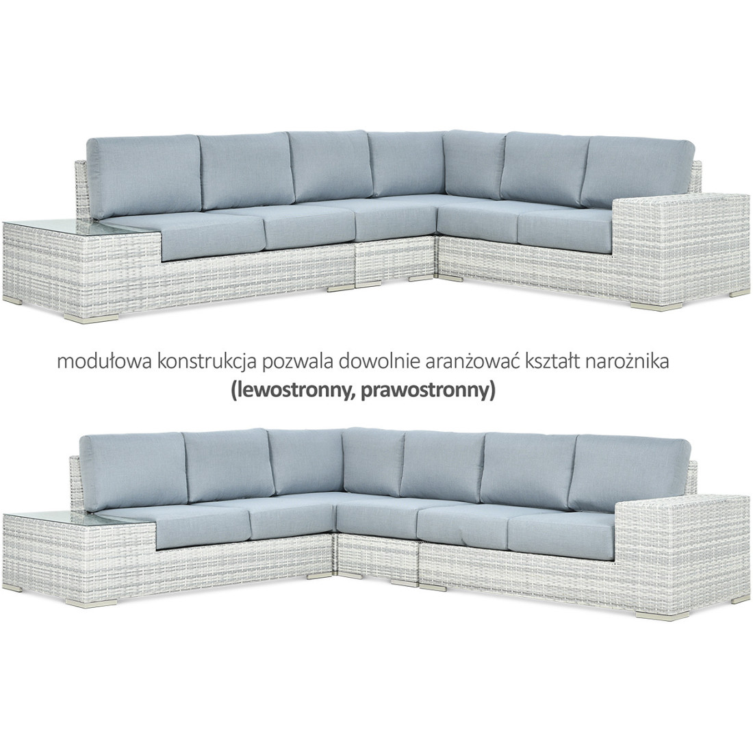 OUTLET 130 Narożnik technorattan AVOCADO White Grey