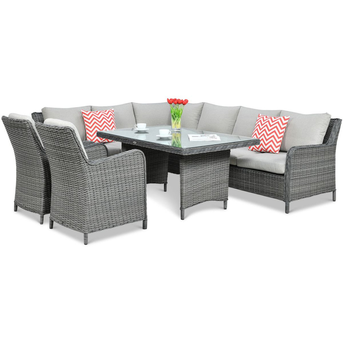 OUTLET 142 Narożnik z technorattanu MARYLAND Dark Grey