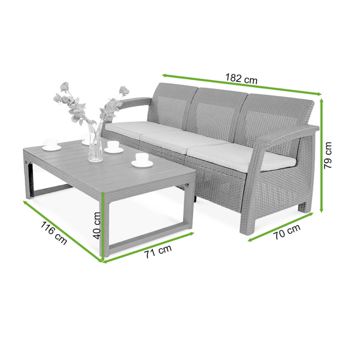 Zestaw balkonowy CORFU LOVE SEAT MAX/LYON Cappuccino