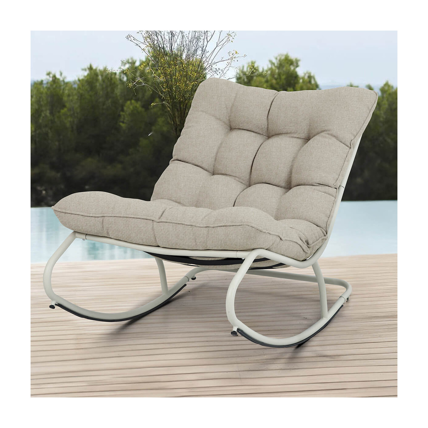 Ogrodowy fotel bujany AGAVA Light Beige - Focus Garden
