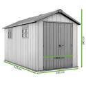 Rysunek z wymiarami domku narzędziowego OAKLAND 7513 o wymiarach 230x413cm