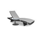 Zestaw wypoczynkowy z technorattanu - leżak Wave, stolik, poduszka, Dark Grey, Focus Garden 