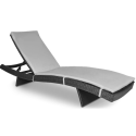 Leżak ogrodowy z technorattanu Wave, Dark Grey, z poduszką