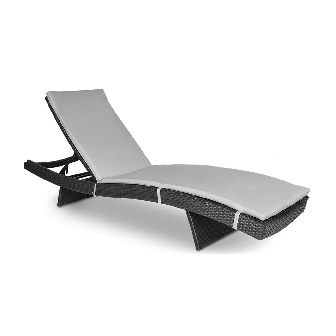 Leżak ogrodowy z technorattanu Wave, Dark Grey, z poduszką