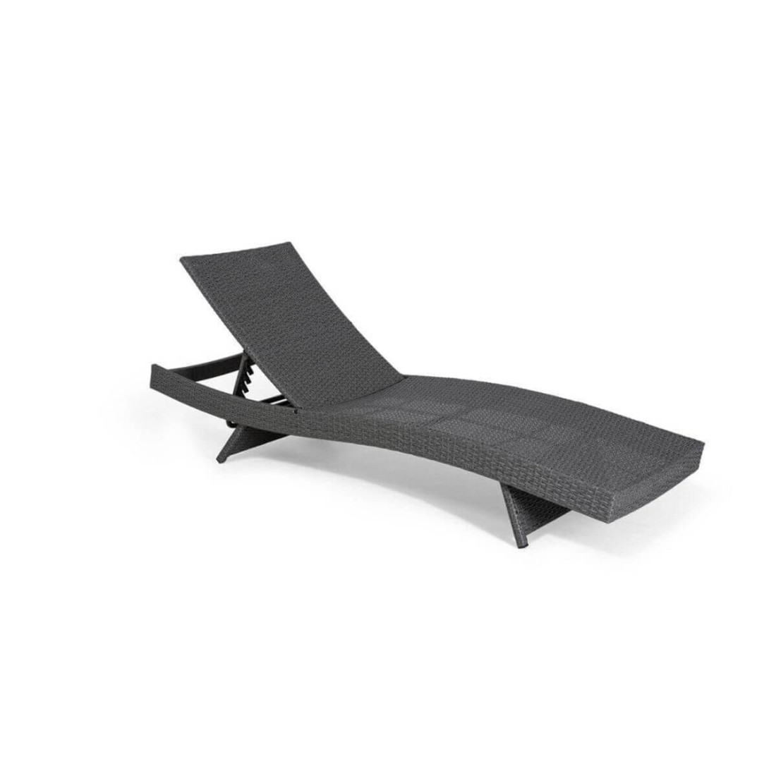 Leżak ogrodowy z technorattanu Wave, Dark grey, wygodny 