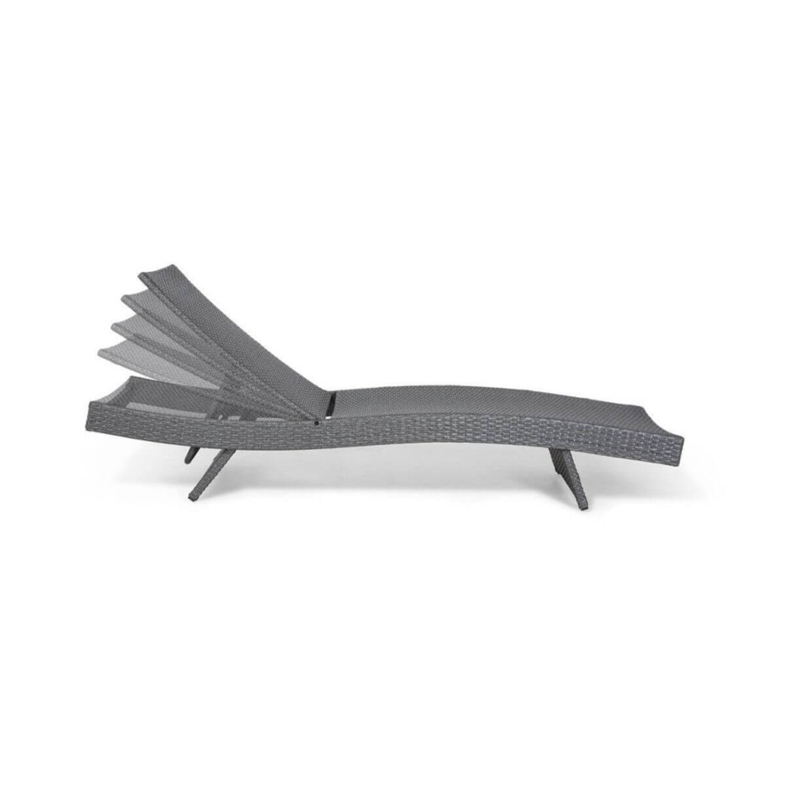 Leżak ogrodowy Wave, Dark Grey, z technorattanu, wygodny, rozkładane oparcie 