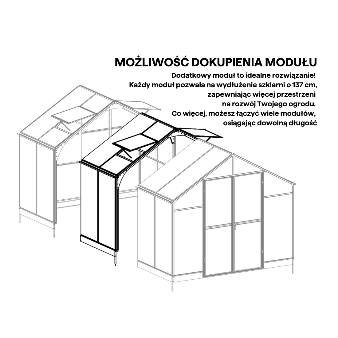 Ogród z czarną szklarnią z poliwęglanu Solid PC od Cultivo