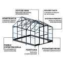 Szklarnia poliwęglanowa Cultivo - 347x278cm Solid PC Czarna