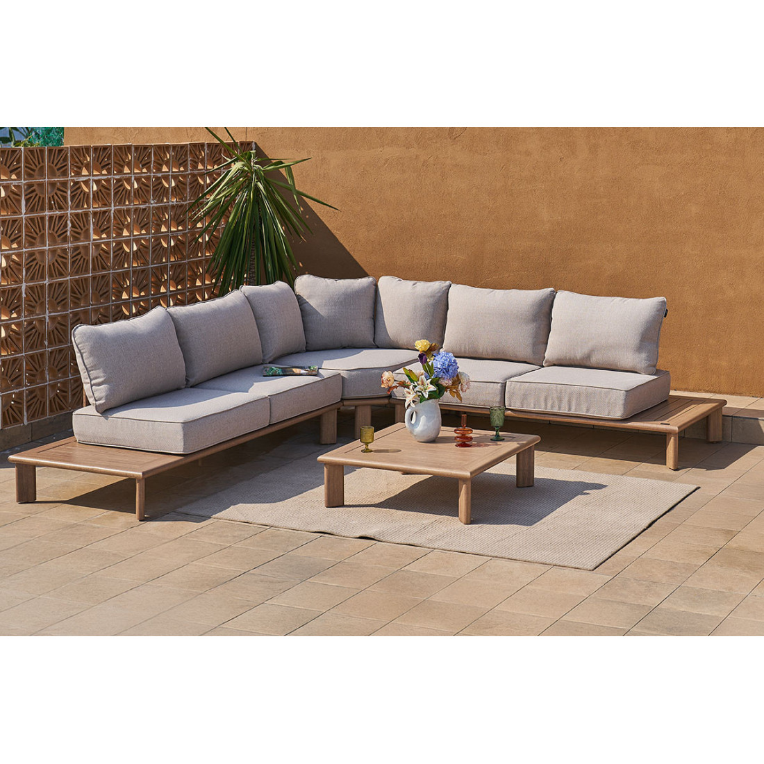 Zestaw narożny typu wood look magellan caffe