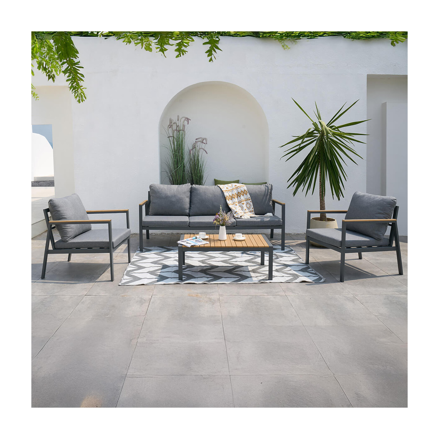 Zestaw mebli do ogrodu Edison Caffe Dark Grey | Focus Garden