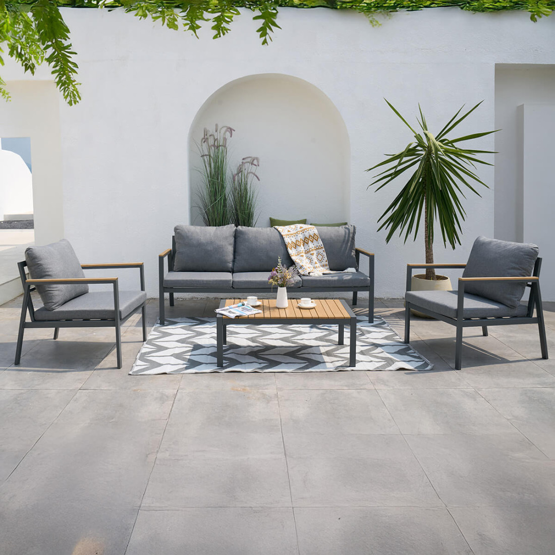 Zestaw mebli do ogrodu Edison Caffe Dark Grey | Focus Garden