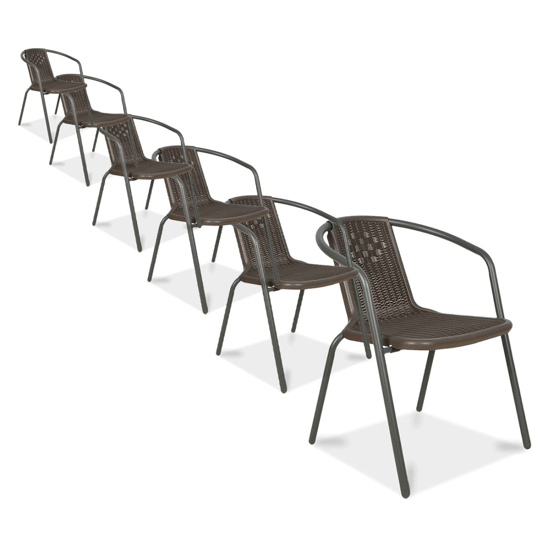 Komplet krzeseł na balkon simple w kolorze brąz sześć sztuk