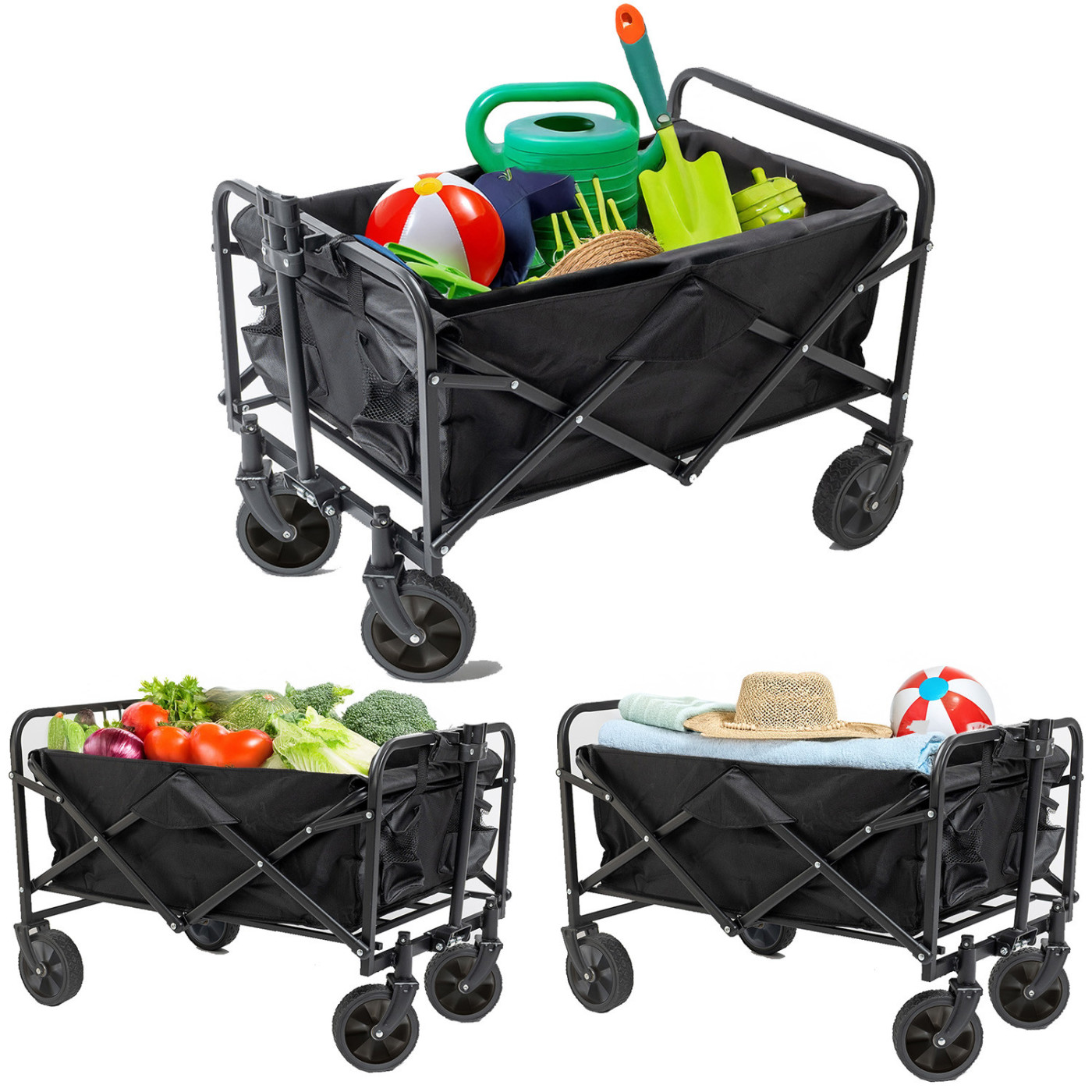 Wózek transportowy składany na kółkach Black Focus Garden 