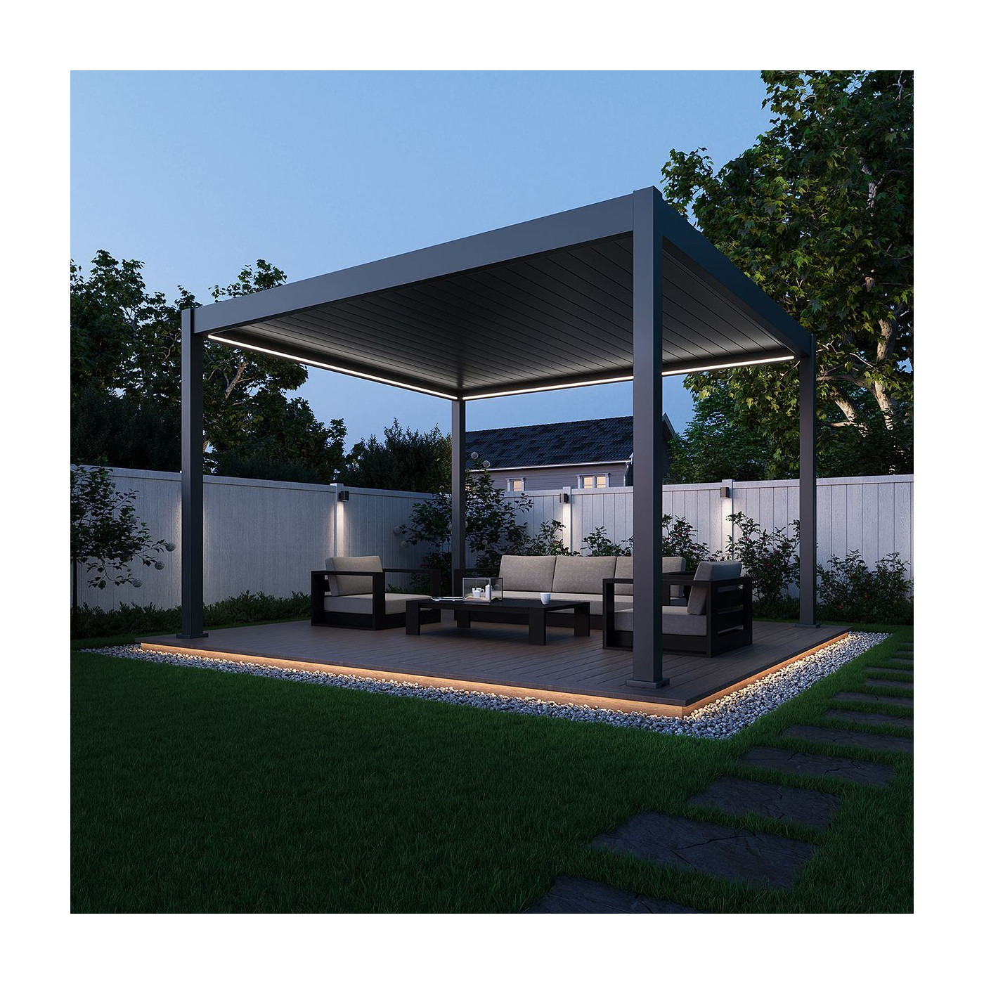 rysunek techniczny z wymiarami pergoli deluxe 3.6x4m