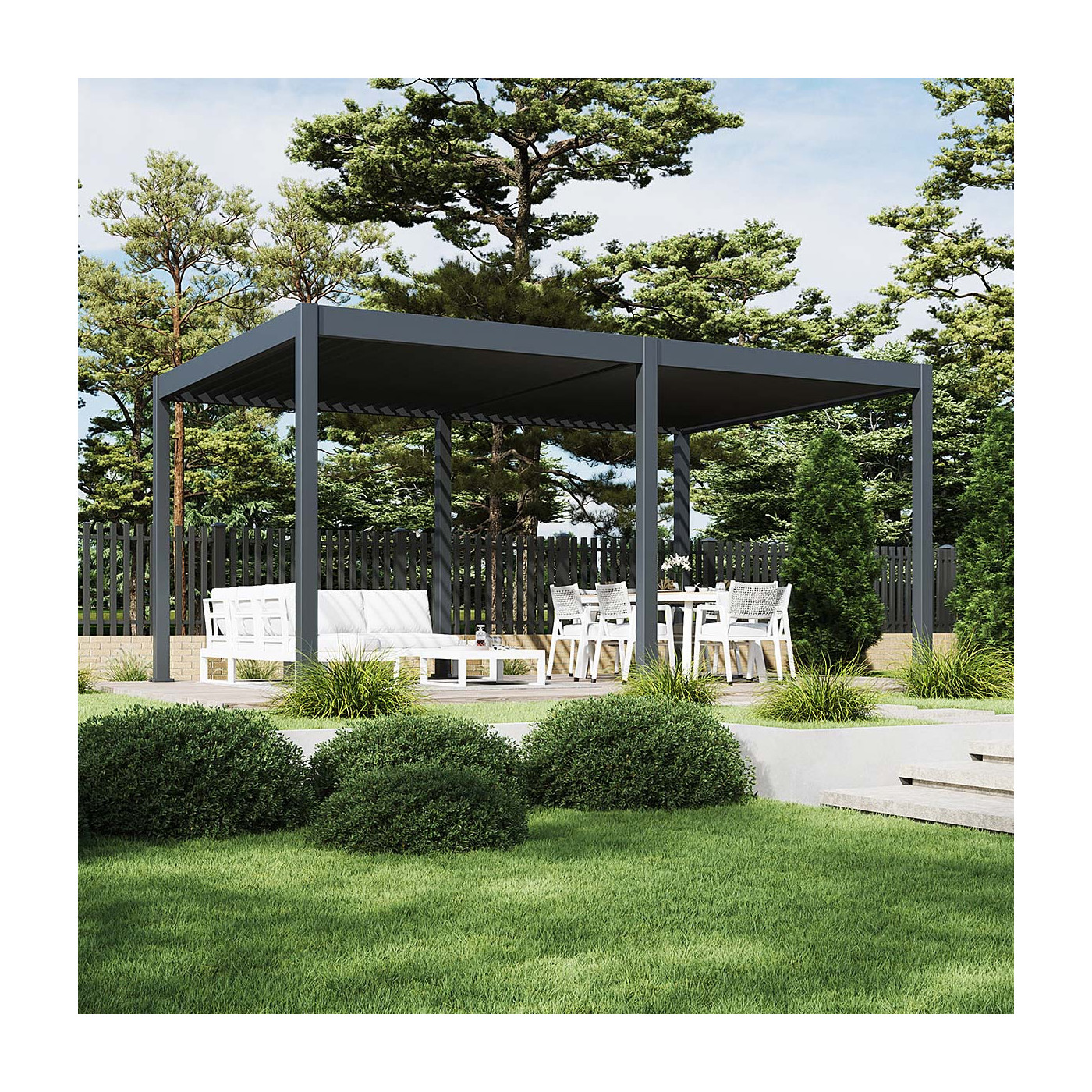 Pergola z oświetleniem LED DELUXE Automatic 3,6x5,3 Antracyt