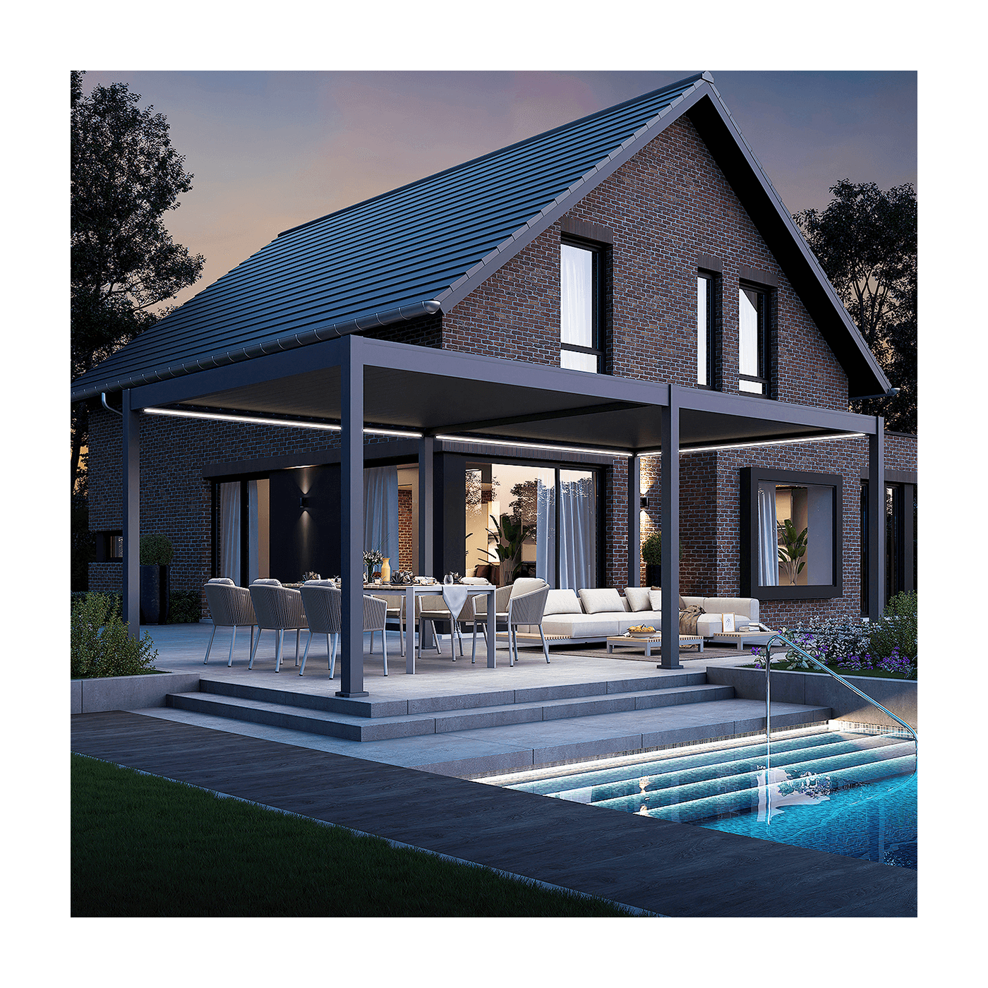 Pergola z oświetleniem Deluxe Automatic 3,6x7,2 Antracyt Gutroof