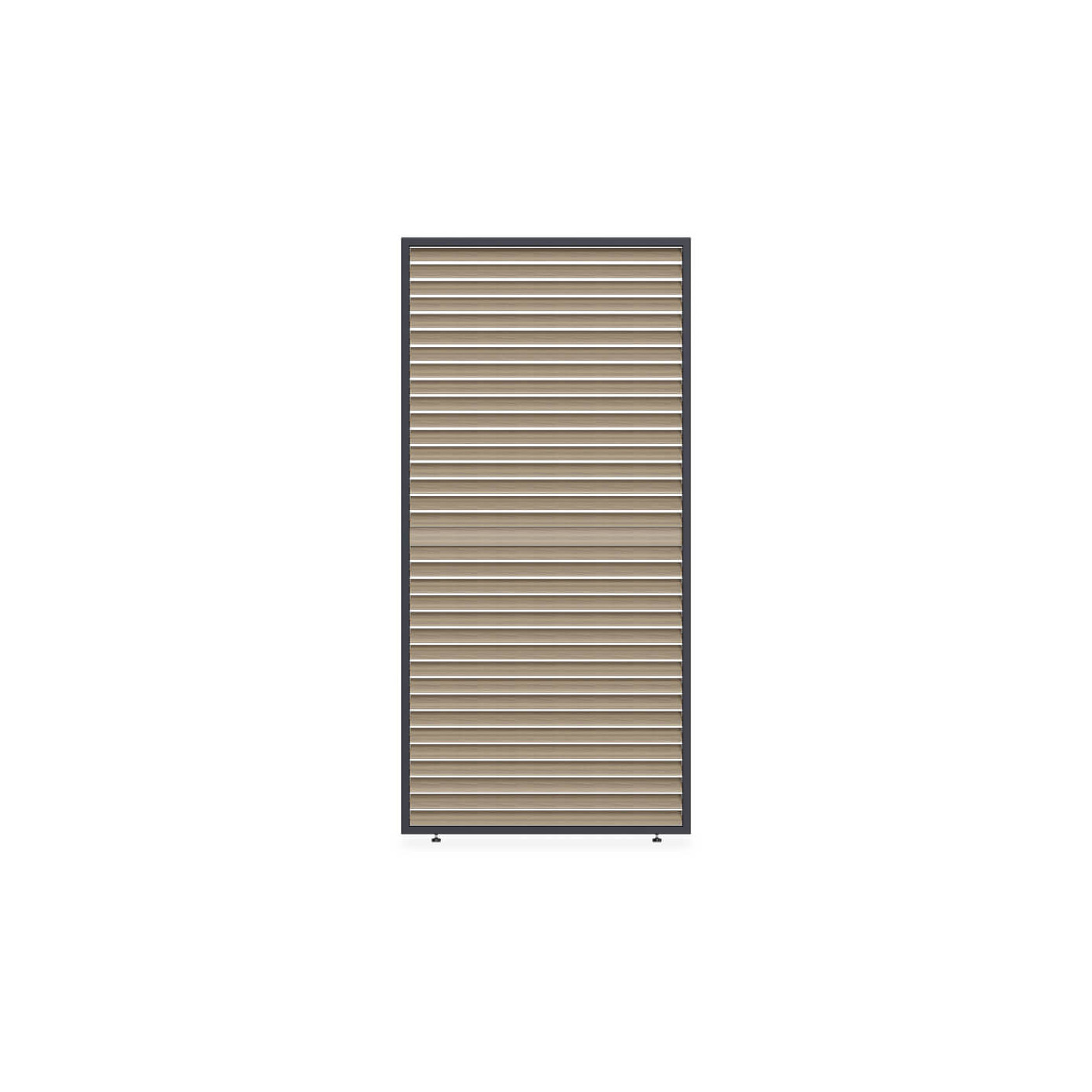 Elegance/Deluxe/Fusion panel żaluzjowy poziomy regulowany, 1.2 m, woodgrain, zamontowany na pergoli w aranżacji ogrodowej