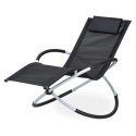 Leżanka ogrodowa GALAXY Silver/Black – składana, bujana