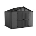 Szary domek narzędziowy z tworzywa keter strongshod shed, rozmiar 305 x 243 x 251cm