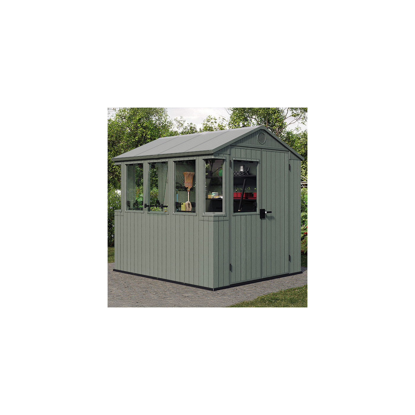 Domek narzędziowy ze szklarnią POTTING Shed 6x8 zielony Keter