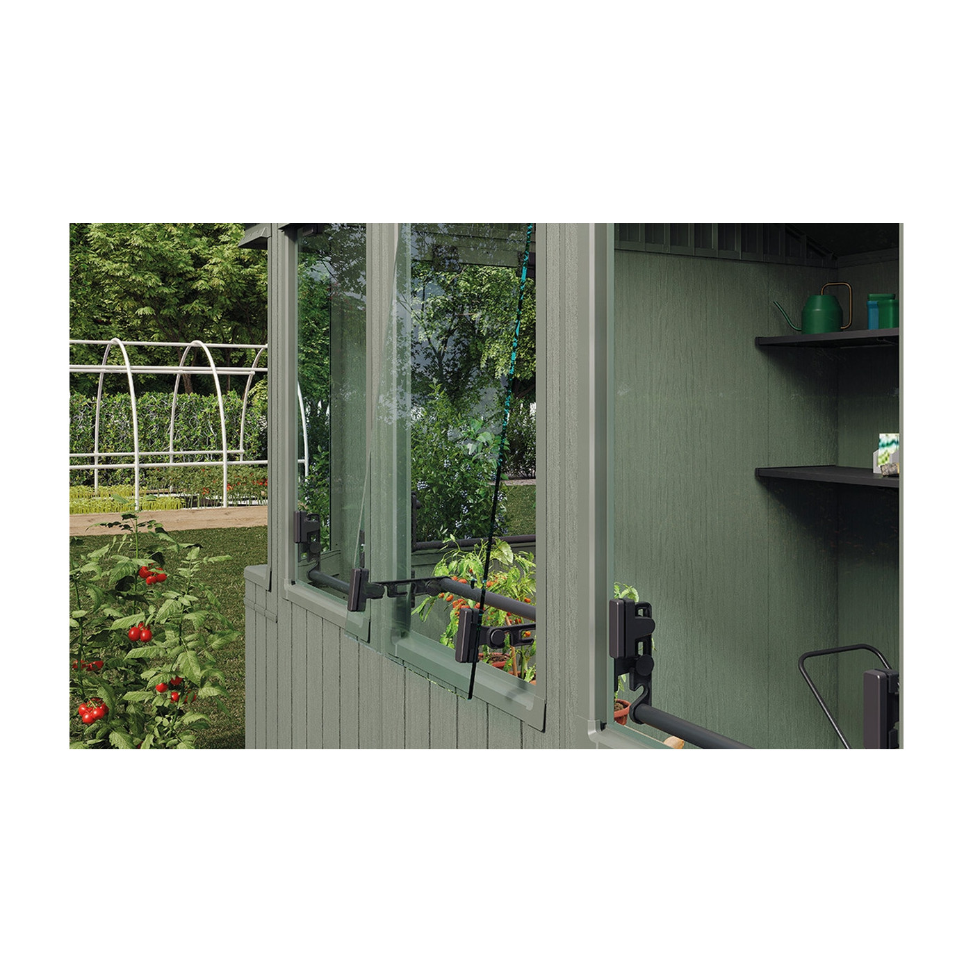 Domek narzędziowy ze szklarnią POTTING Shed 6x8 zielony Keter