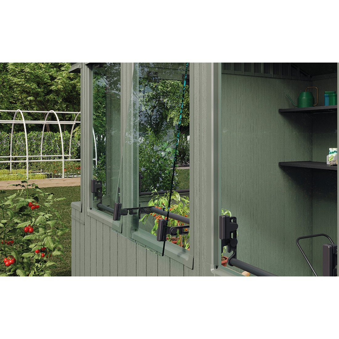 Domek narzędziowy ze szklarnią POTTING Shed 6x8 zielony Keter