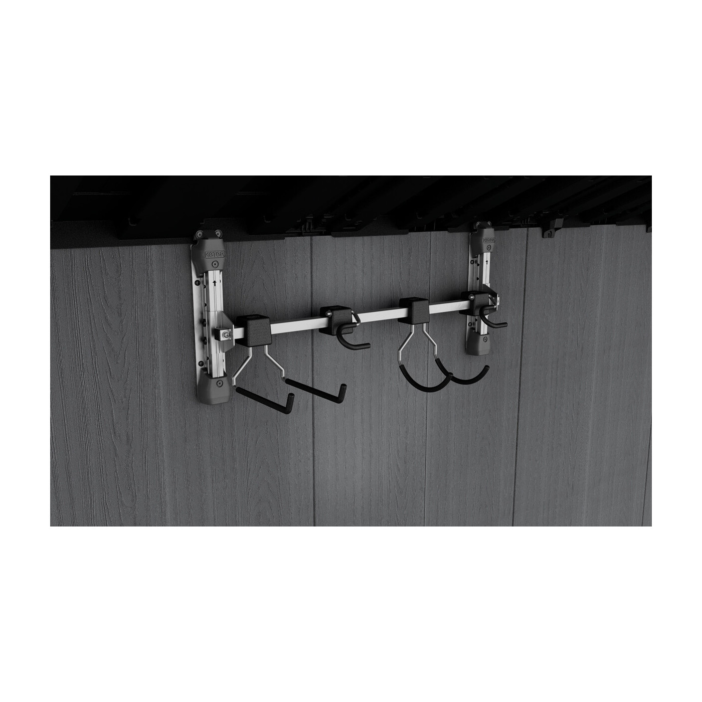 Wieszak ścienny wall hanger zamontowany na ściance domku ogrodowego