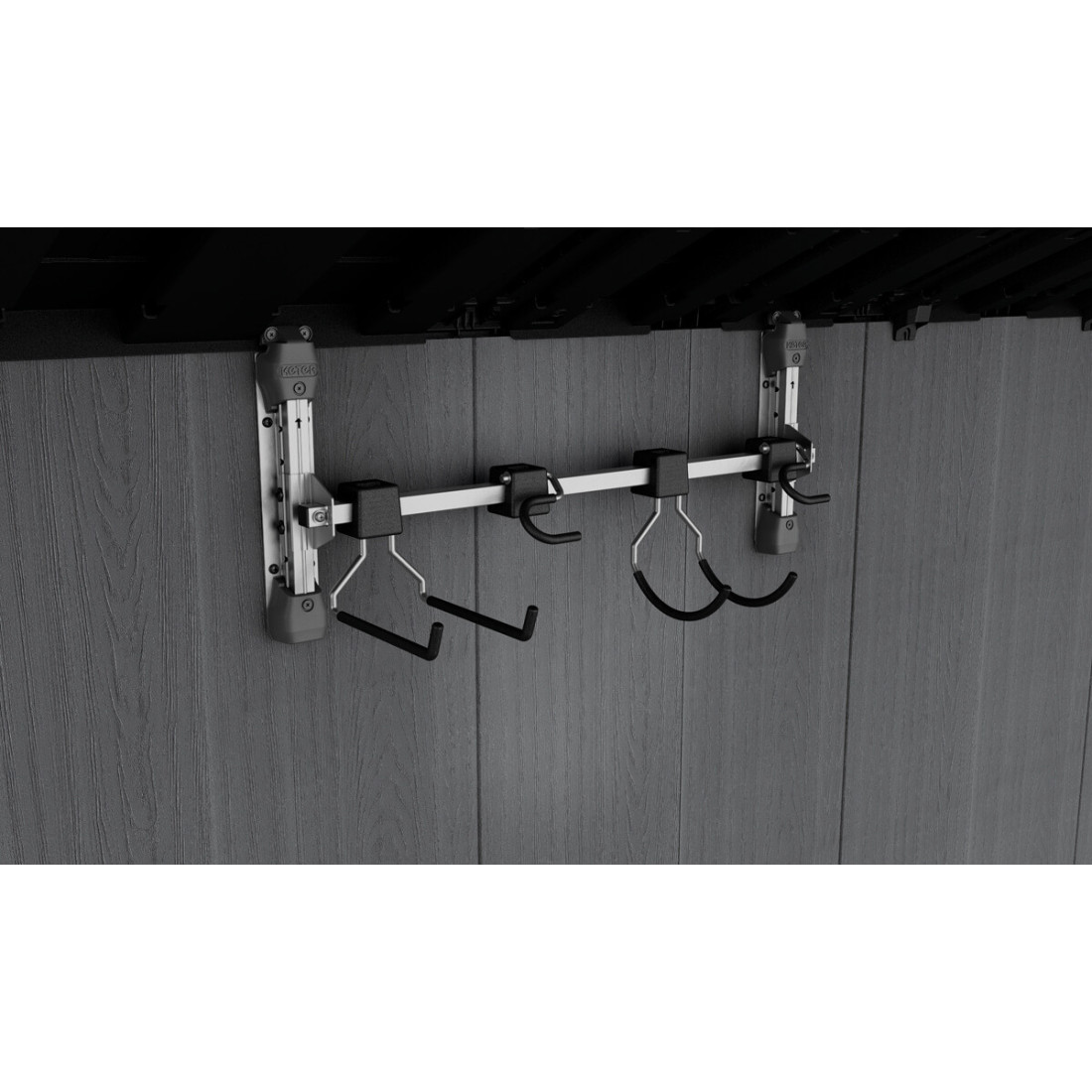 Wieszak ścienny wall hanger zamontowany na ściance domku ogrodowego