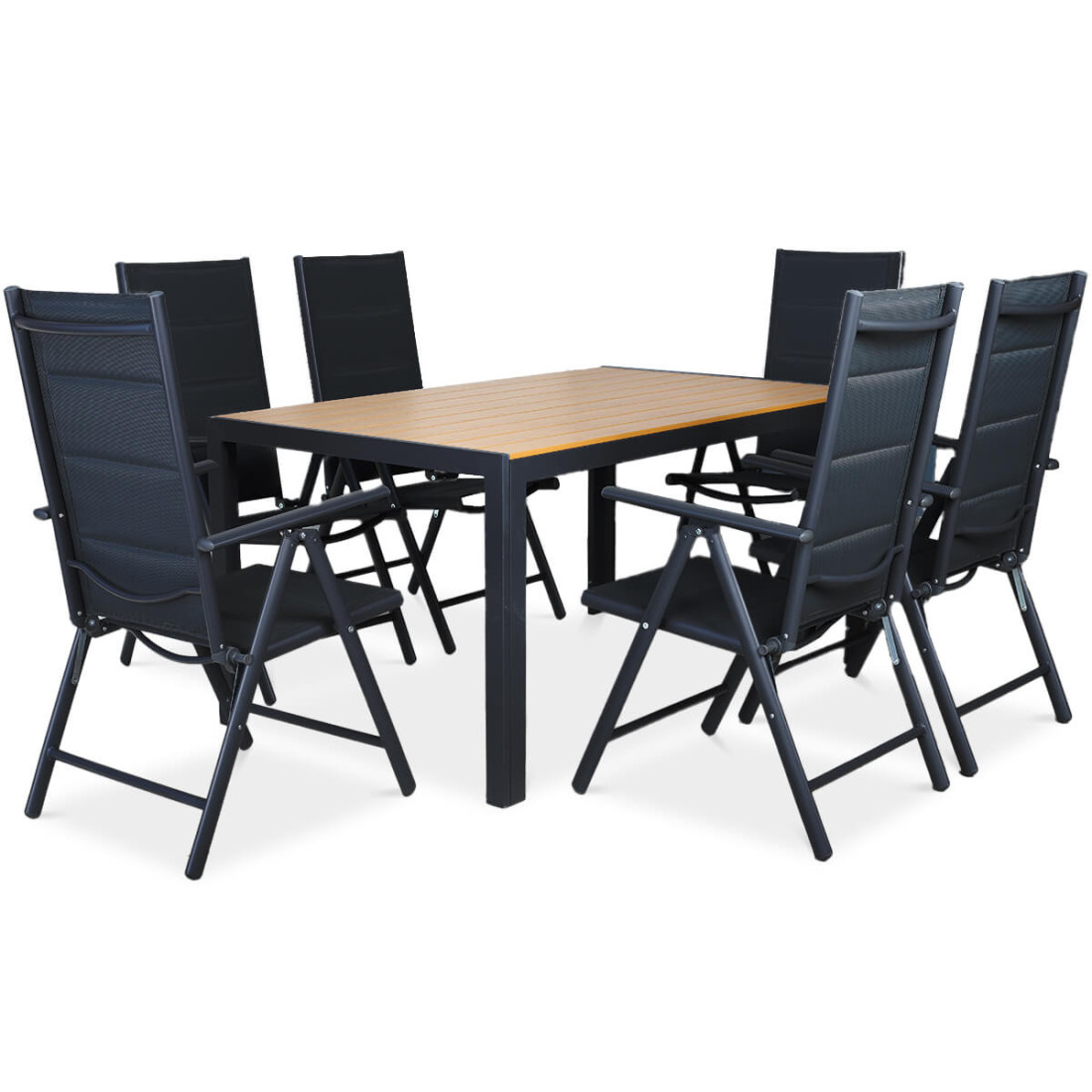 Zestaw ogrodowy jadalniany Sydney dla 6 osób dark grey / teak