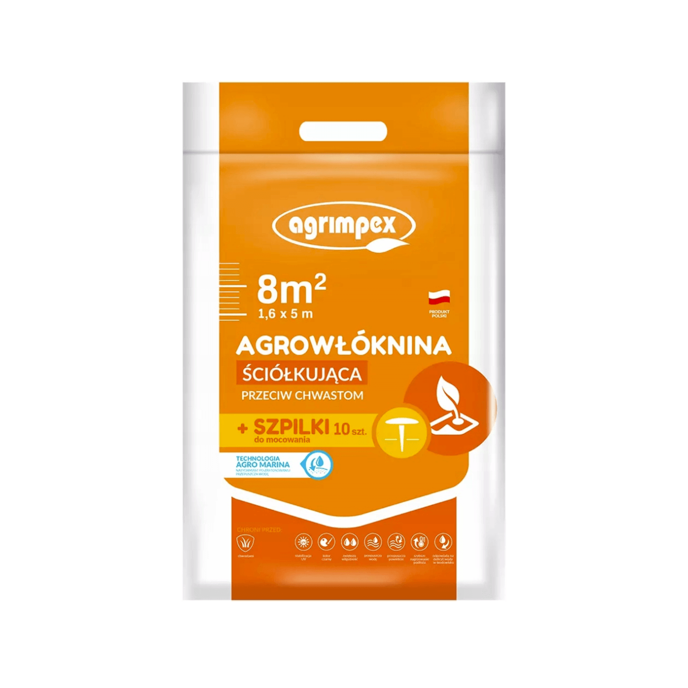 Agrowłóknina antychwastowa ściółkująca 1,6x5 + 10 szpilek 50g - Agrimpex