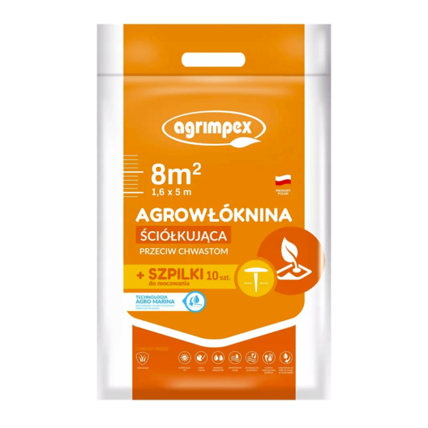 Agrowłóknina antychwastowa ściółkująca 1,6x5 + 10 szpilek 50g - Agrimpex