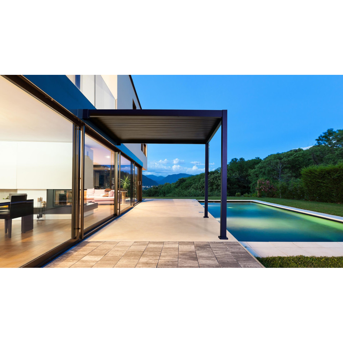 Pergola tarasowa nad basenem Premium Wall 3x4 Gutroof