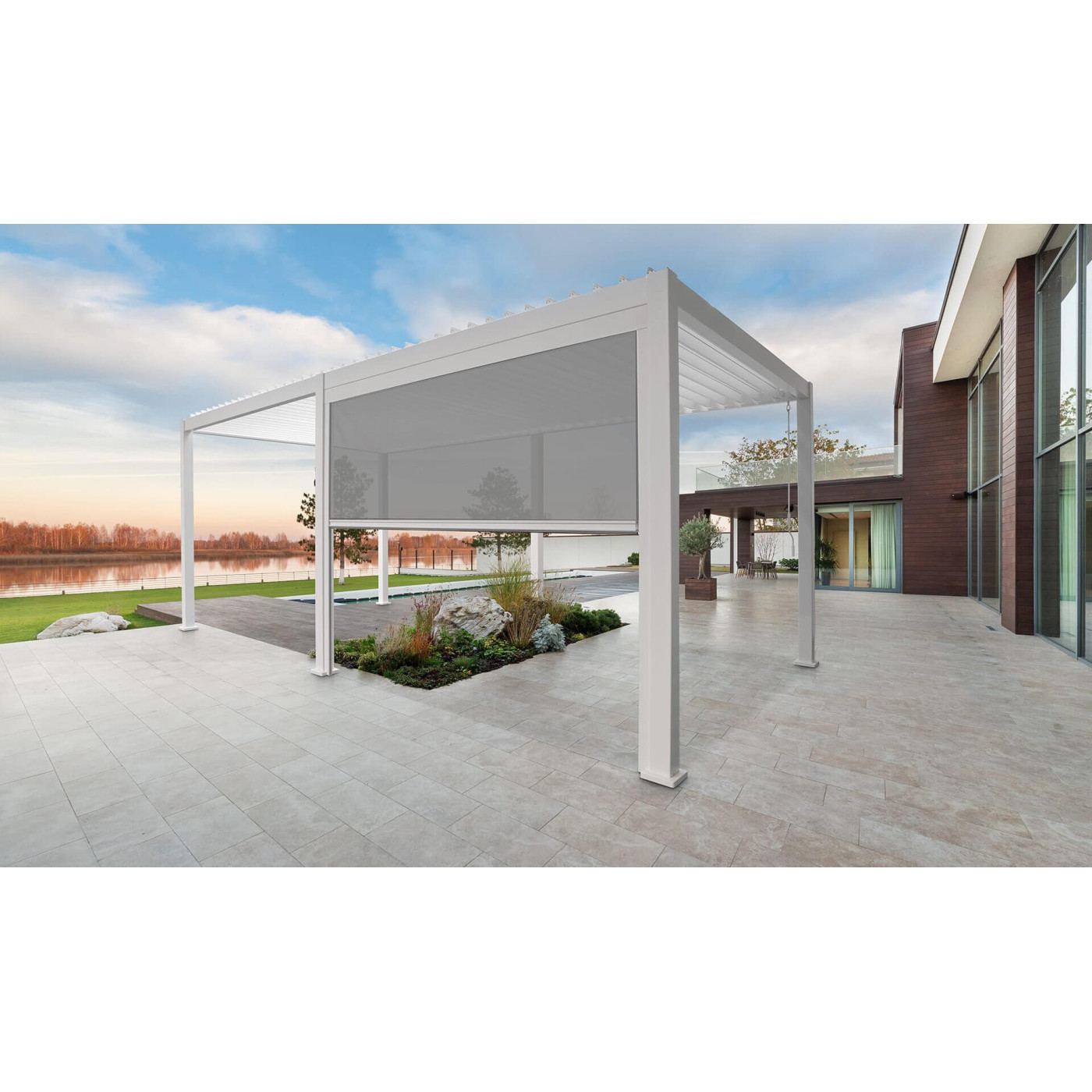 Aranżacja Opuszczana roleta do pergoli Premium White 3m - Gutroof