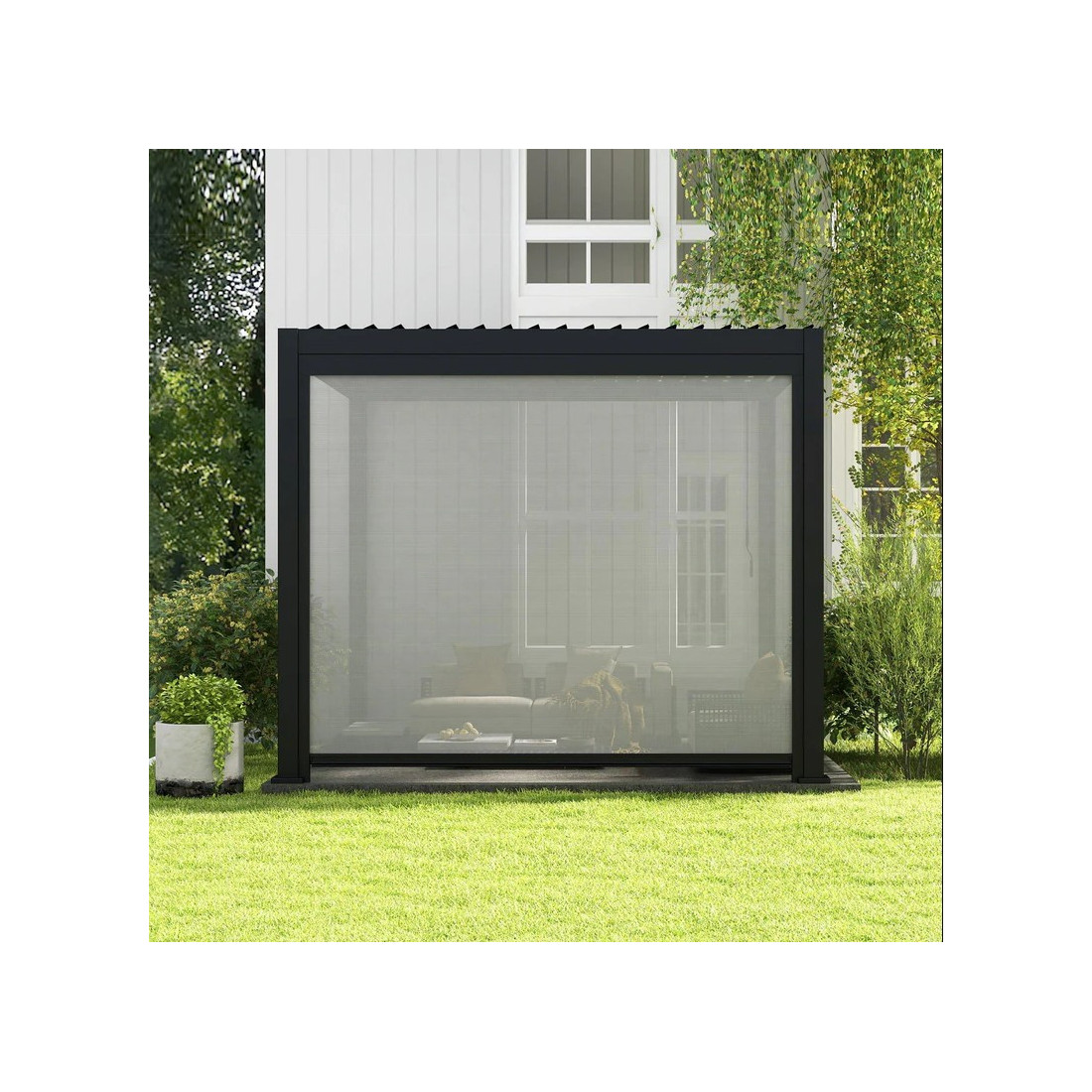 Aranżacja rolety do pergoli Premium 4m Anthracite Gutroof