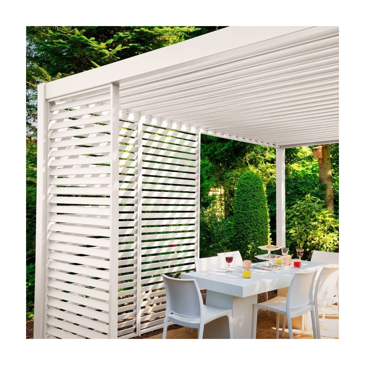 Aranżacja panela do żaluzji pergoli Premium, White 93cm Gutroof