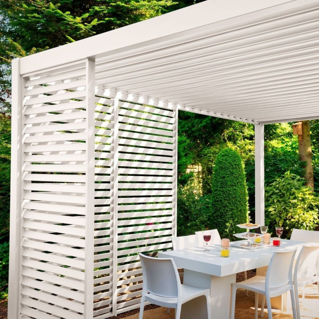Aranżacja panela do żaluzji pergoli Premium, White 123,5cm Gutroof