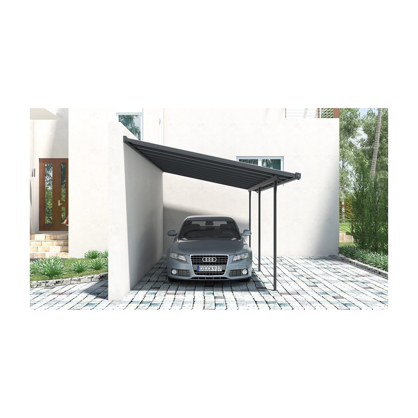 Wiata tarasowa aluminiowa Hardmaister ATLANTA Cold Grey